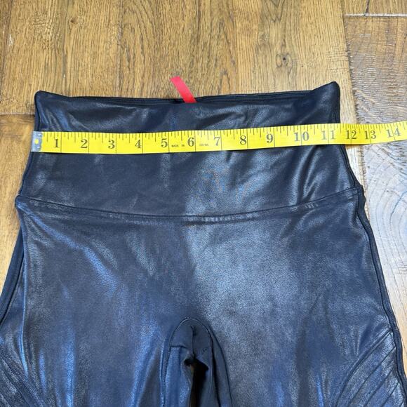 SPANX Faux Leather Moto Leggings Black Womens Size M Medium - Picture 3 of 6